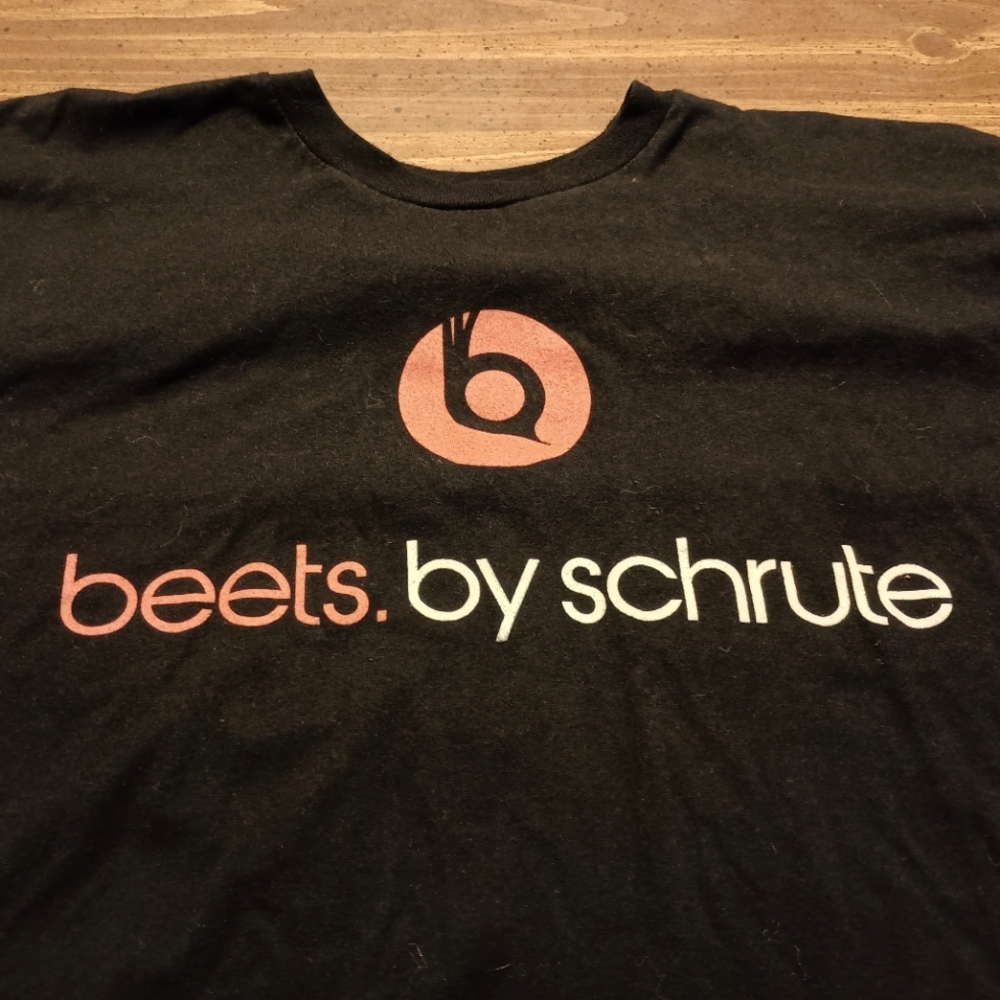 THE OFFICE BEETS T-SHIRT - Large // Funny TV Show Tee Shirt Schrute Beats By Dre